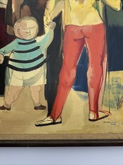 MID CENTURY PAINTING MODERNIST LISTED BILL VOSS Cubist EXPRESSIONIST MAN WOMAN