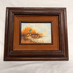 RARE ONE-OF-A-KIND VTG Mallard Ducks Oil Painting Canvas MCM Rustic Farmhouse