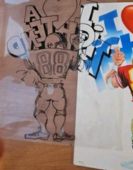 Lot Of 4 Custom Art Work Football NFL Player Print 18×15 W/plastic Overlay Rare