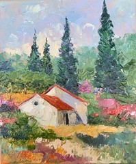 Original Art Tuscany Landscape 9×12 Italy Impasto Oil Painting