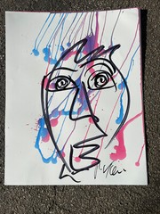 Peter Keil – Signed Original Painting – Face On Paper – 28$22 Inches