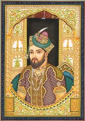 Miniature Portrait Painting Of Mughal Emperor Fine Art On Paper 11×13.5 Inches