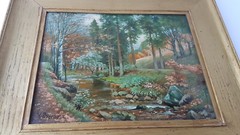 Painting Oil on Cardboard Landscape Wood Frame Signed around 1900 N416