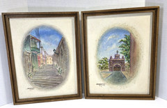 Berros Puerto Rico Acrylic Painting Textured on Canvas Lot of 2 Vintage ’80s