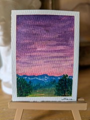ACEO ATC original hand painted art card, watercolor wax sealed 300g cotton paper
