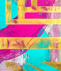 Original Gold Art 14×11 Paper Bold Color Abstract Modern Expressionist Painting