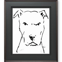 Gentle Giant Original Pit Bull Ink Drawing Art 14×11 Signed Dog Wall Home Decor