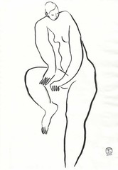 Sanyu Style Nude Female Chinese French ink drawing art deco Chang Yu 常玉 erotic