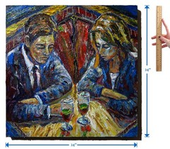 ORIGINAL OIL█PAINTING VINTAGE REALISM█ART SIGNED MAN LOVE MARRIAGE NR 24x24x1.5″
