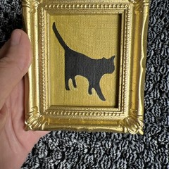 Black Cat,funny,cute,original,miniature Painting,small,mini,framed