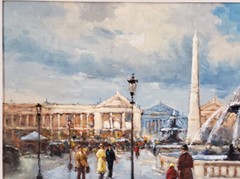 Manner of EDOUARD LEON CORTES „Place de la Concorde“ Oil on Canvas