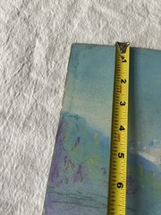 Vintage Pastel Watercolor Landscape Painting Snow Mountains Framed 10×13”
