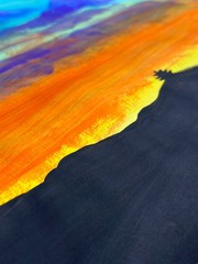 Original 11×14″ Asian Sunset Acrylic Painting on Mixed Media Paper