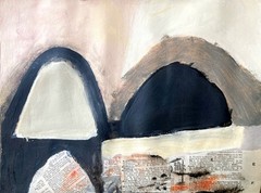 Hand Painted Earth Tones Abstract 9×12 Acrylic Painting on Paper, Holly Hammond