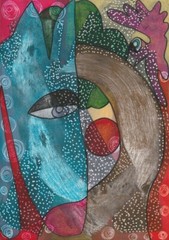Mixed media painting on paper by French contemporary artist Pierre Silvin