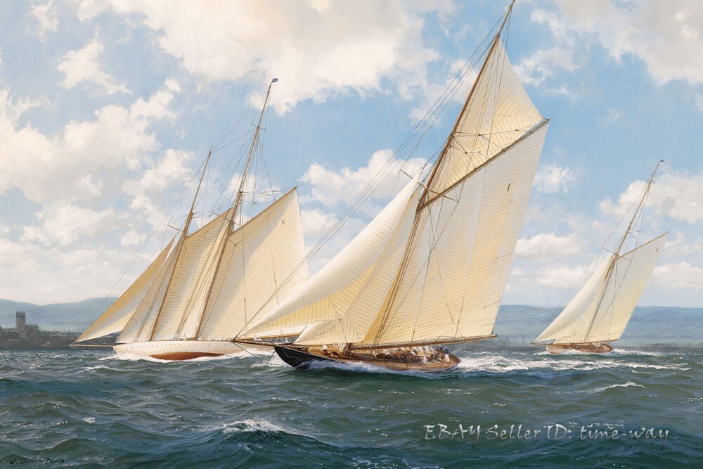 Sailboat Nautical Sailing Oil painting Wall art Giclee Printed on Canvas P1061