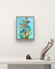Original Fish Ocean Art 14×11 Canvas Bold Modern Expressionist Signed Wall Art