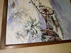 Original Mimi Jobe Signed Painting Wagon Western / Nevada 1978 – Rare Vintage