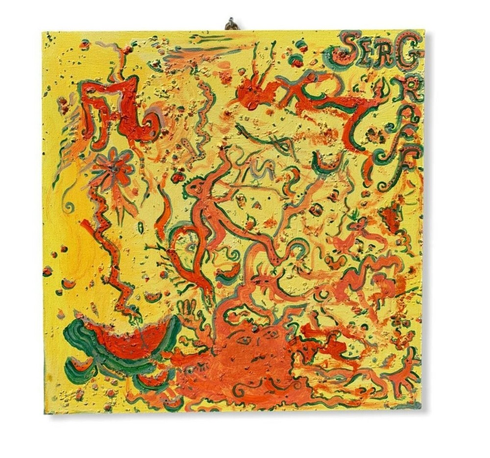 Original Abstract Painting on Canvas Signed Serg Graff, „Watermelon Rind“ COA