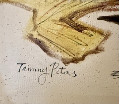 Mid-Century Harbor Painting Signed Tammy Peters – Coastal Boats & Lighthouse