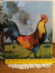 11×14 COLORFUL ~ ROOSTER COUNTRY FARM JOSE TRUJILLO (Moving Sale All Must Go)