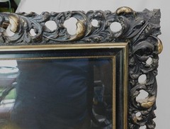 Antique W.H. Chandler Still Life Pastel Painting Fruit Grapes Peaches 1900 frame