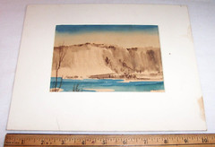 1948 Watercolor Painting , Signed M. Bourne Landscape , American West Southwest