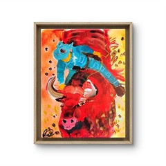 Original art 14 X 11 Mad Cow CANVAS Colorful Modern Art Acrylic Painting