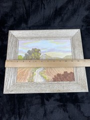Vintage Framed Farm Landscape Original Signed Oil Painting Rustic Cottage 11×13