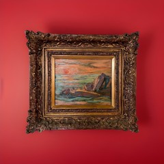 1953 Japanese Semi Antique Fauvist Landscape Oil Painting Retro Art Decor