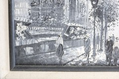 Original Notre Dame Paris Painting Framed French Street Scene 15×13 Vintage Art