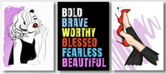 3x Framed Wooden Inspirational Gifts for Women – Motivational Set of 3 – 36″x16″