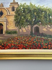 GLORIA LEE PAINTING LANDSCAPE MISSION ORIGINAL LISTED FAMOUS FLORAL GARDEN BLOOM
