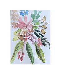ACEO Painting By Kenna art Card Flowers 2.5” X 3.5” Signed Original ÀTC