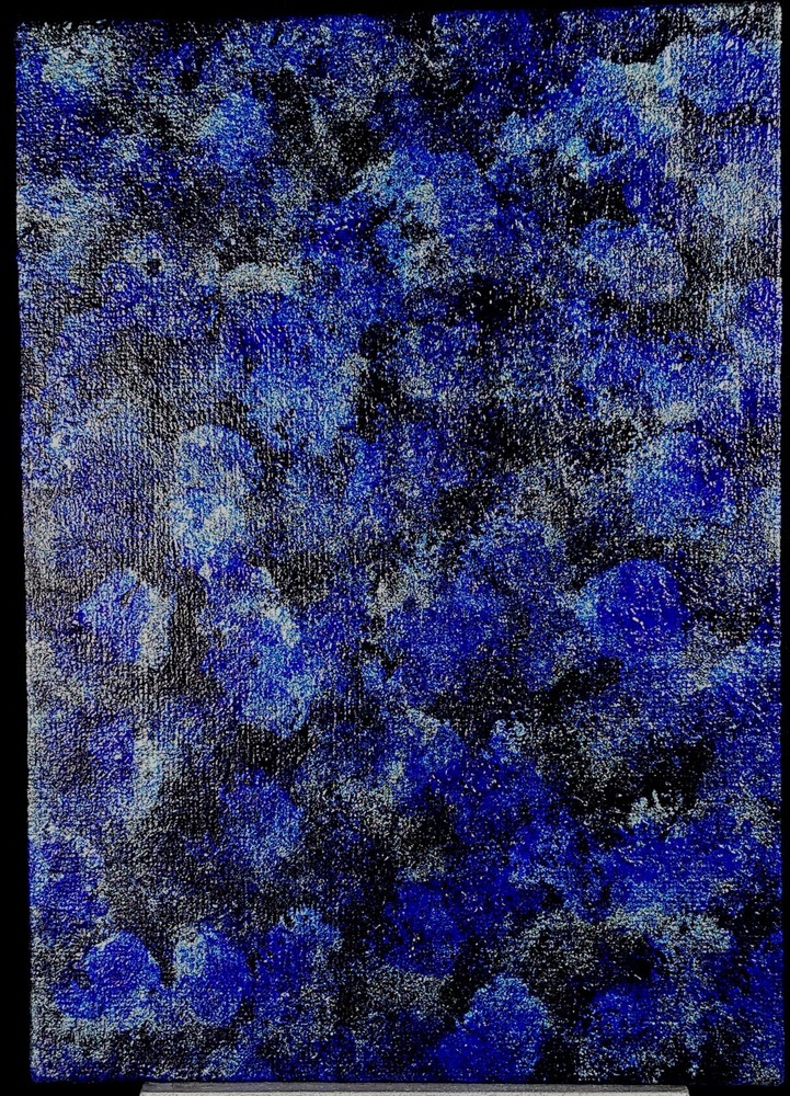 „Blue on Black“ 5″ x 7″ Original Acrylic Abstract Painting Art Unframed