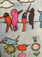 ACEO watercolor art by PJ, art card 2.5 x 3.5: the birds.