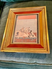 Mughal Miniature painting of Erotic Scene in a Palace 10.5 by 12.5”