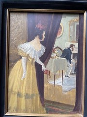 Antique Oil Painting Pretty Woman Female Model American ILLUSTRATION ART DECO