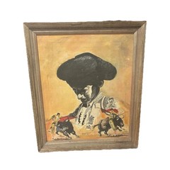 Vintage Alberto Galindo Signed Oil Painting – Matador Manolete Bullfighting Art