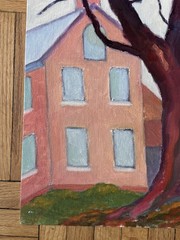 Vintage Contemporary Acrylic Landscape Painting Tree House Peter Feldman 12×18