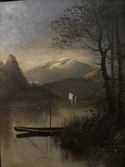 Antique (19 C ) Oil Painting- Mountain Landscape W Lake-Tonalist-Vintage Frame
