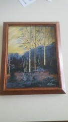 CANVAS BOARD OIL PAINTING PICTURE/WALL HANGING/ NIGHTIME FOREST SCENE