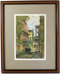 James JIM McCaffery WATERCOLOR INK SIGNED DATED 1983 New Orleans French Quarter