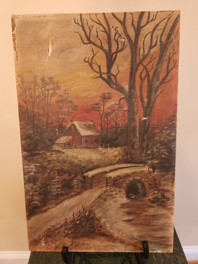 Vintage Collection of Paintings (4) from Indiana Midwest House of Old Lady….