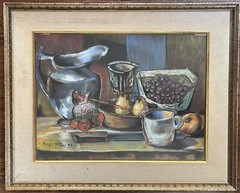 Original 1943 Emil Filla (1882 – 1953) Cubist Pastel on Paper Still Life