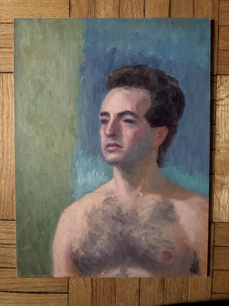 Vintage Academic Portrait Acrylic Board Male Man 12 x 16 Peter Feldman Gay Int