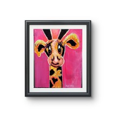 Original Giraffe Painting 10 X 8 In Acrylic Cheeky Canvas Nursery Room Art