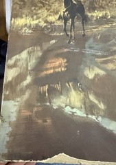 Original Painting Western Illustration Art Cowboy on Horse Desert 1970’s