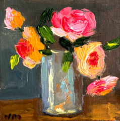 Rose Oil Painting Original Flowers Art Impasto Still Life Small Canvas Wall Art