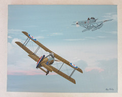 Raymond Waddey Painting WWI British RAF Sopwith Snipe Biplane Combat, 16″x20″